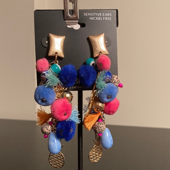 Lane Bryant Multicolor Pom Pom Earrings - Picture 1 of 1